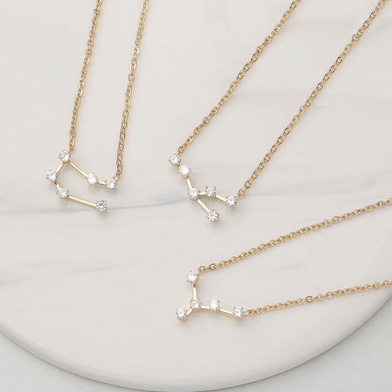 Horoscope Zodiac Necklace in Gold, Silver or Rose Gold - Constellation Pendant Jewelry