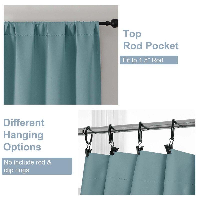 Blackout Curtains for Small Windows - Thermal Insulated Room Darkening 2-Pack