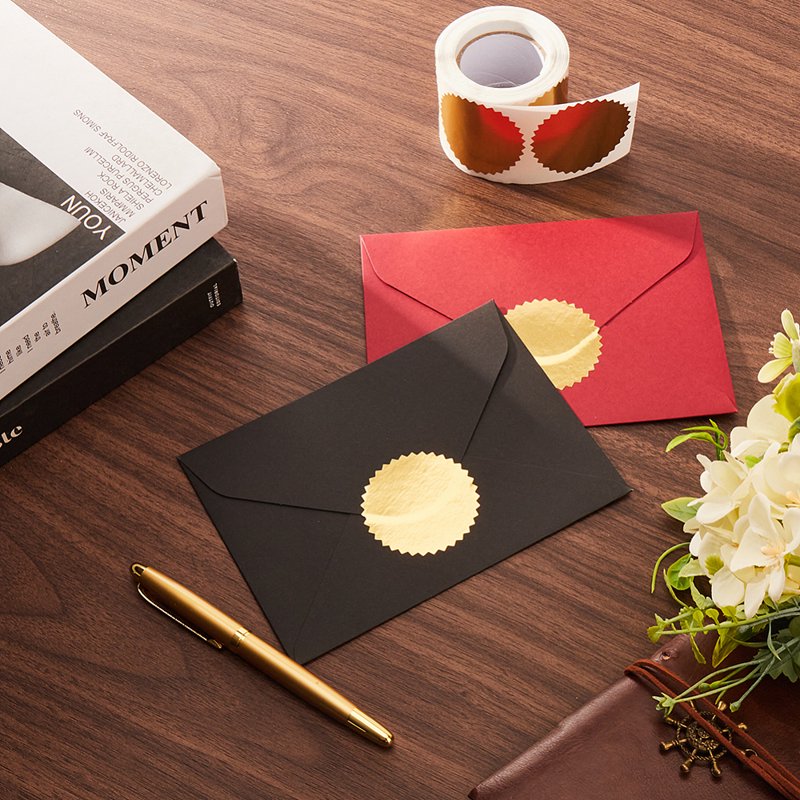 250pcs Gold Envelope Seal Stickers 2-Inch Round Labels for Packaging & Weddings