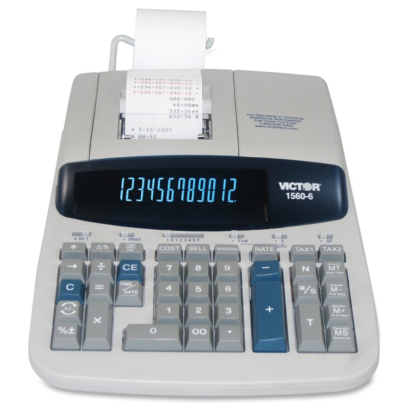 Printing Calculator with Two-Color Ink Ribbon, 12-Digit Display, 5.2 Lines/sec
