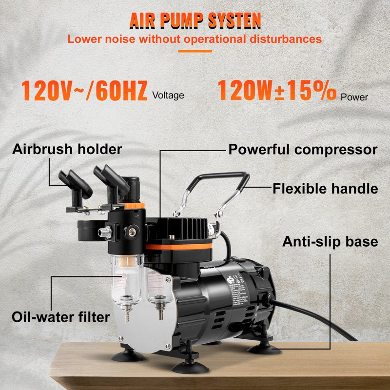 Professional Airbrush Kit with Compressor for Nail Art, Cake Decorating & DIY Craft Projects