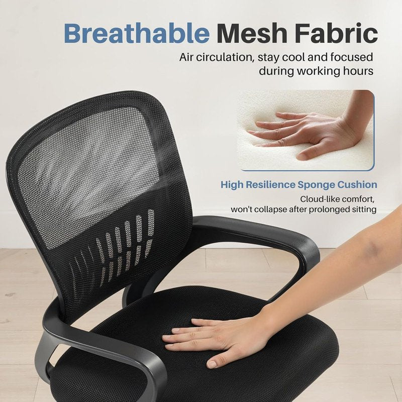 Ergonomic Mesh Office Chair with Lumbar Support, Adjustable Height, Breathable Back