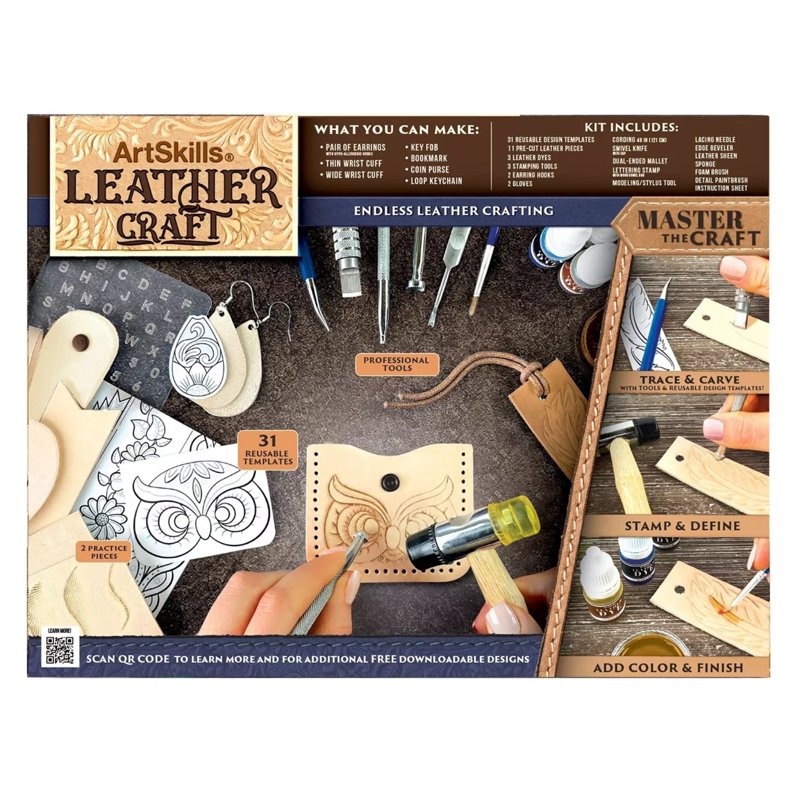 Leather Craft Kit for Beginners - 64 Piece Leather Working Set