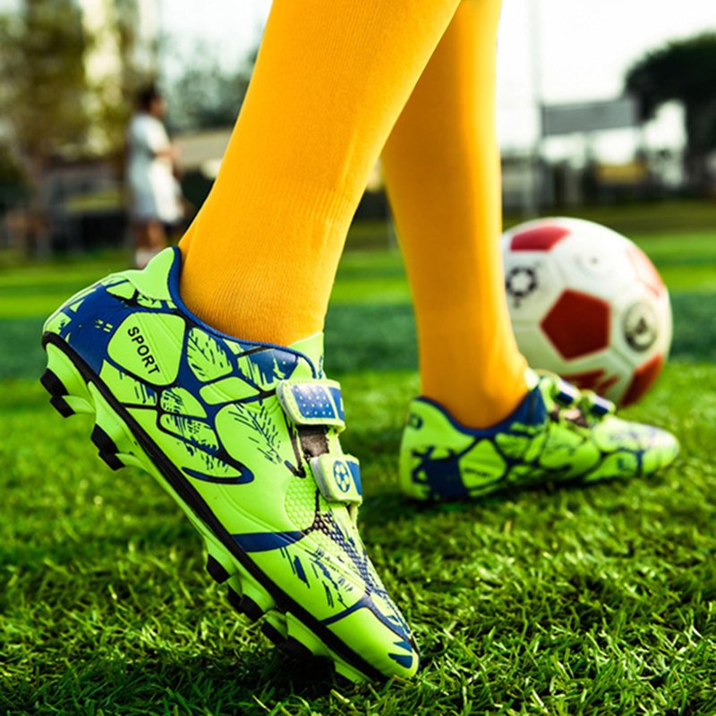 TrendOFT Kids Soccer Cleats Boys Girls Firm Ground Soccer Shoes Green 10-10.5 Years - Variation 34(A10 Green)