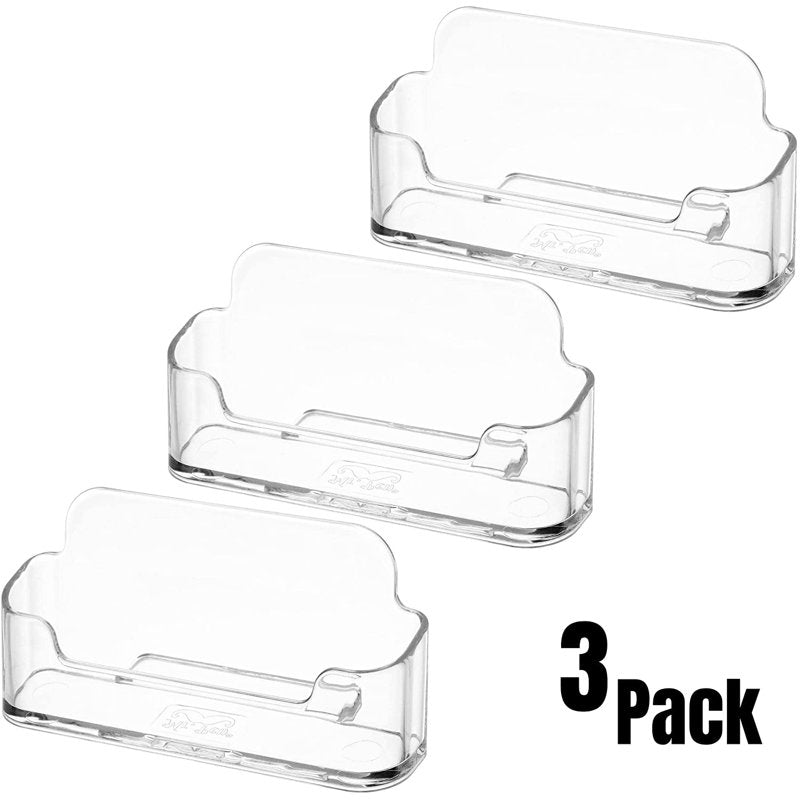 Acrylic Business Card Holders 3 Pack - Clear Desk Organizer Display