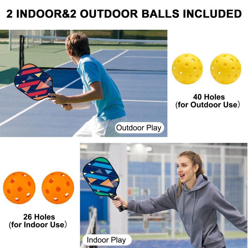 BEIVES Red 4-Paddle Pickleball Set with Balls & Carry Case - Fiberglass Paddles