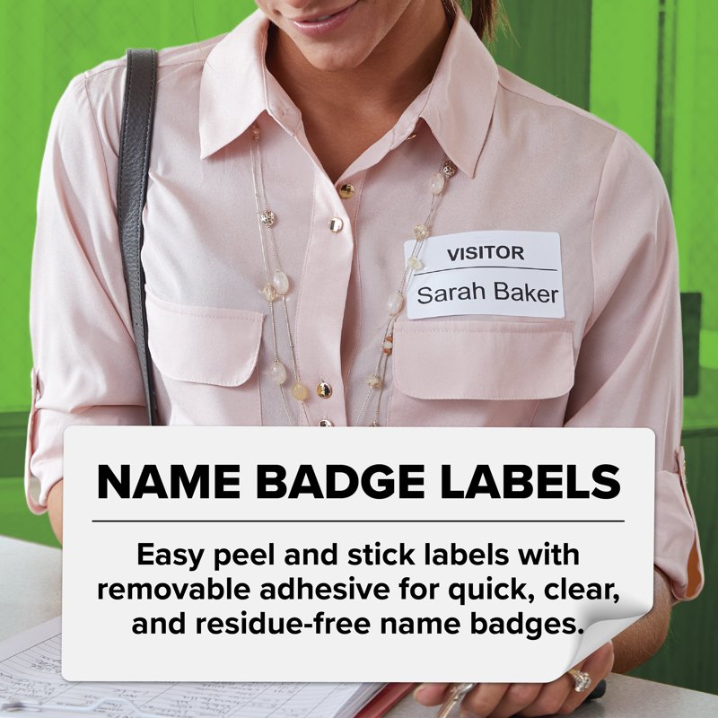 White Name Badge Labels for LabelWriter Printers - 2-1/4 x 4 Inches, 250 Roll