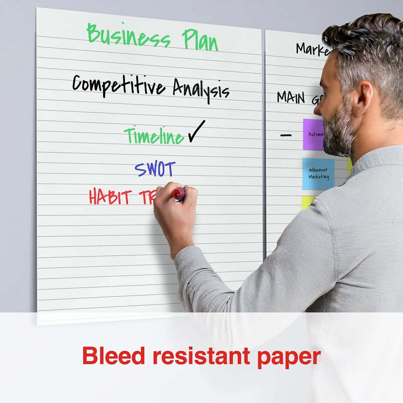 Sticky Wall Easel Pad 20 x 23 Inches - 20 Sheets, Repositionable for Brainstorming & Presentations