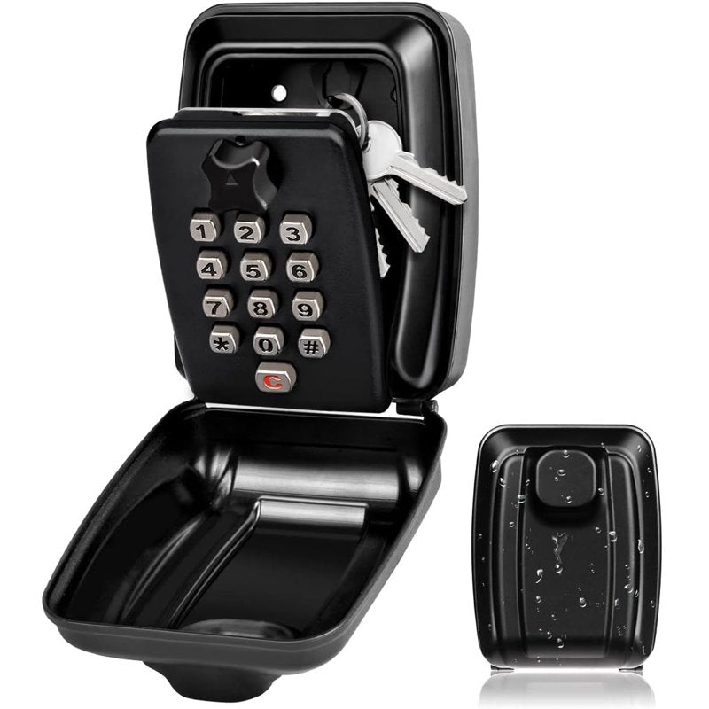 Outdoor Waterproof Wall Mount Key Lock Box with 12-Digit Combination for Home and Garage Security