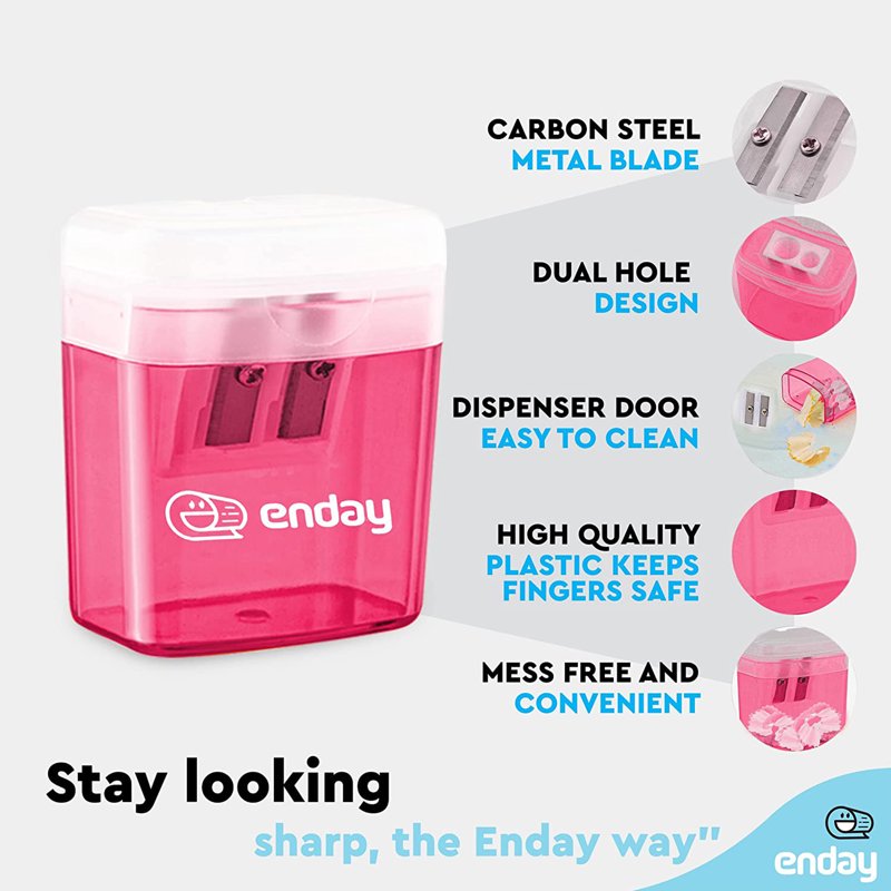 Dual Manual Pencil Sharpener for Colored and Large Pencils - Pink