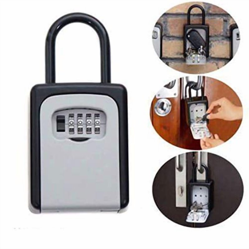 Waterproof Portable 4-Digit Combination Key Lock Box for Outdoor Security