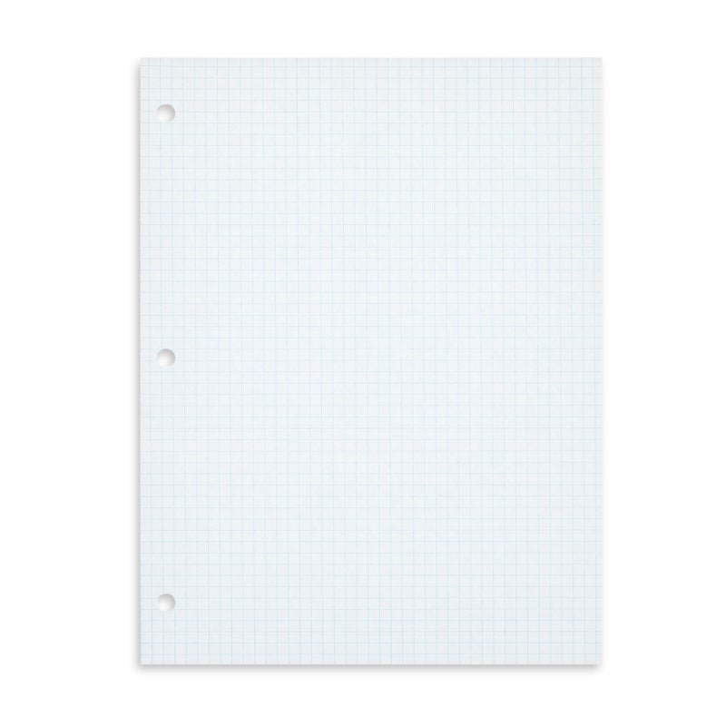 Graph Ruled Filler Paper - 5x5 Quad Grid, 80 Sheets, 8x10.5 Inches