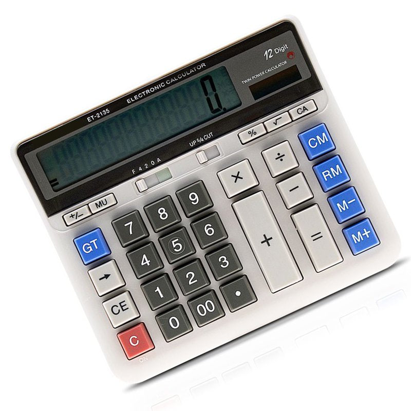 Large Scientific Calculator 12-Digit Display Dual Power for Business Office School