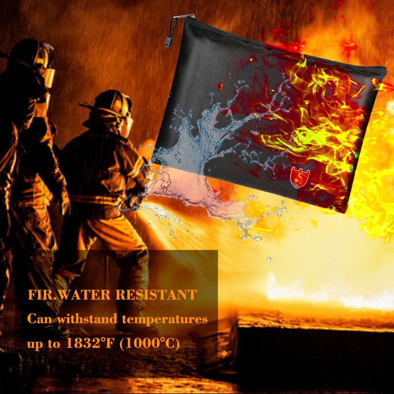 Fireproof Water-Resistant Document & Money Safe Bag 1832°F Protection Envelope