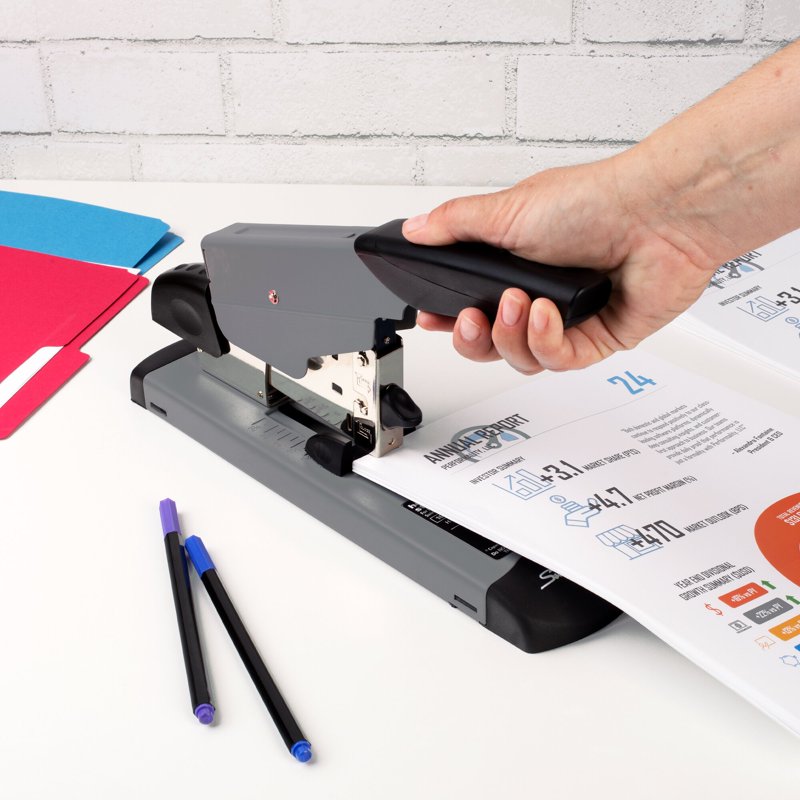 Heavy Duty Stapler for 160 Sheets - Black & Gray, Industrial-Grade