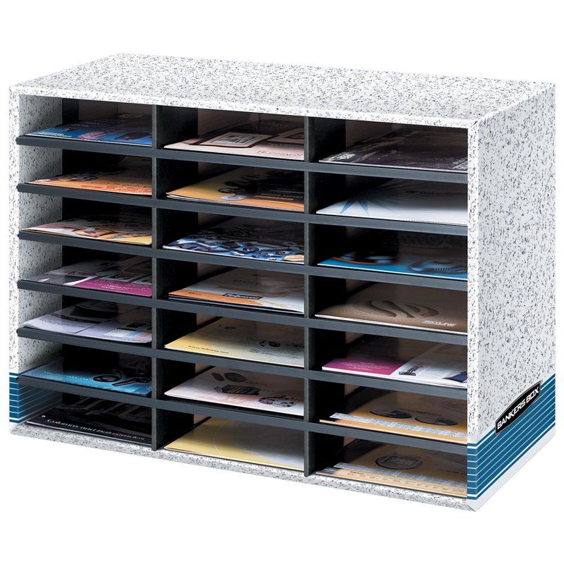 Literature Sorter Organizer with 21 Compartments - Corrugated Cardboard, Dove Grey