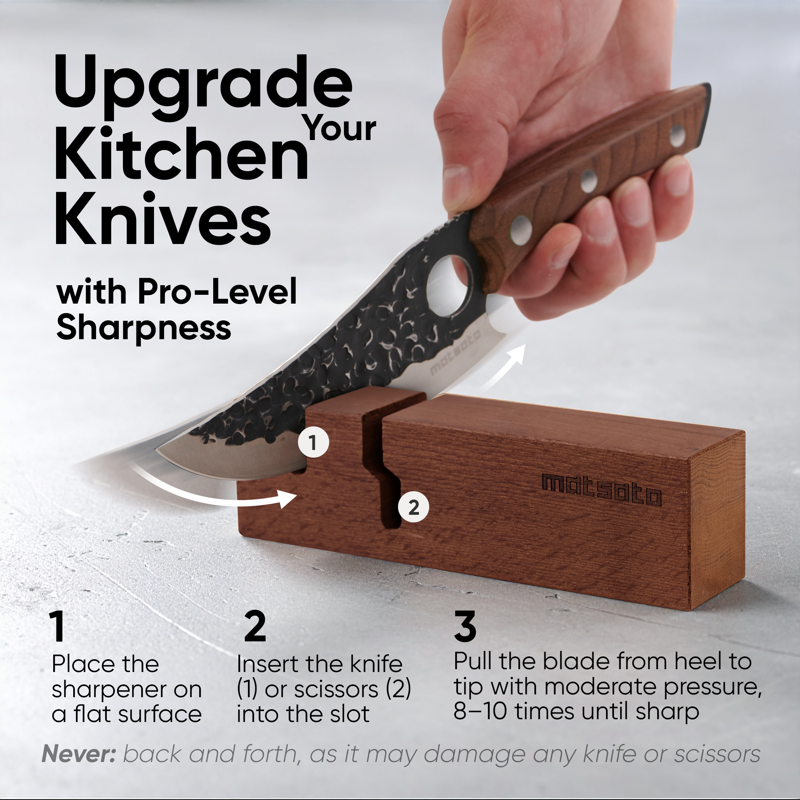 Knife Sharpener & Scissor Sharpener 2-in-1, Professional Japanese Kitchen Tool