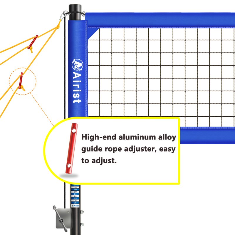 Heavy Duty Volleyball Net Set with Adjustable Aluminum Poles for Outdoor Beach & Backyard Play