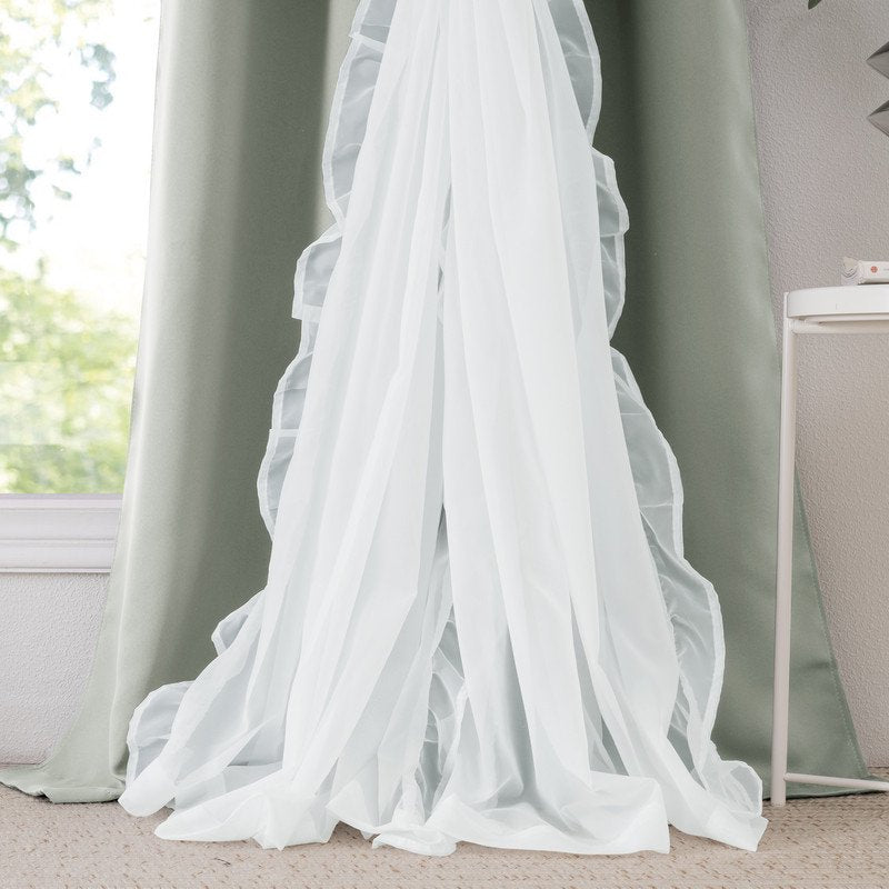 Double Layer Blackout Curtains for Bedroom Room Darkening Drapes Set of 2