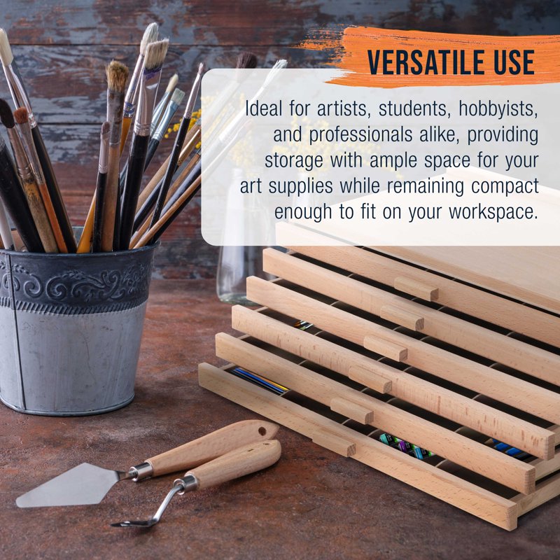 Wooden Pastel and Art Supply Storage Box with 6 Drawers