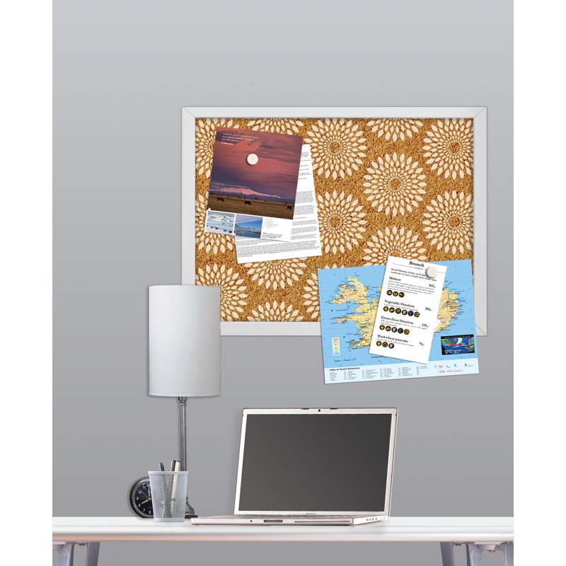 Ohpopsi Catalina Printed Cork Board 17x23.5-In Wall Organizer with White Frame