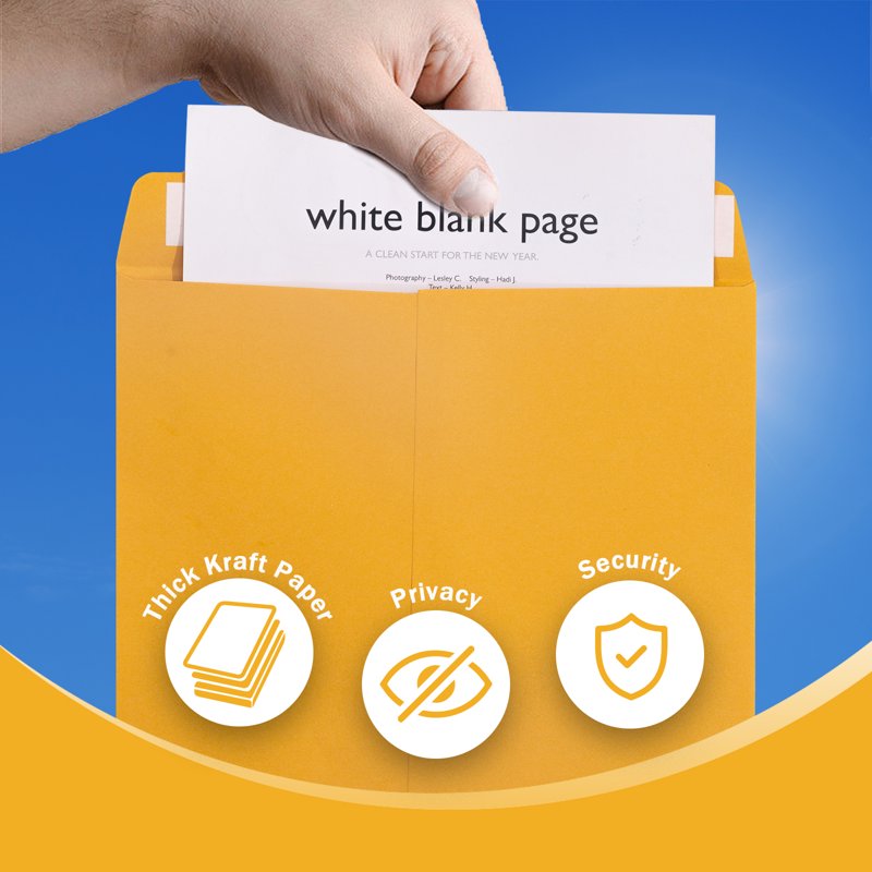 10x13 Kraft Envelopes Self Seal 100 Pack - Yellow Brown Large Mailing & Organization Envelopes