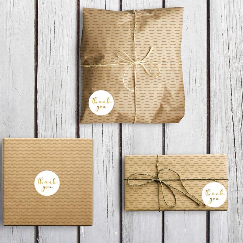 500pcs Thank You Stickers Gold Foil Kraft Labels for Gifts and Envelopes