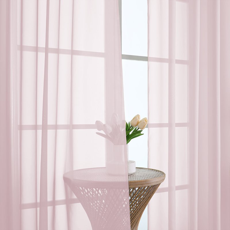 Sheer Curtains 90 Inch Long Set for Living Room & Bedroom - Light & Elegant Voile Drapes