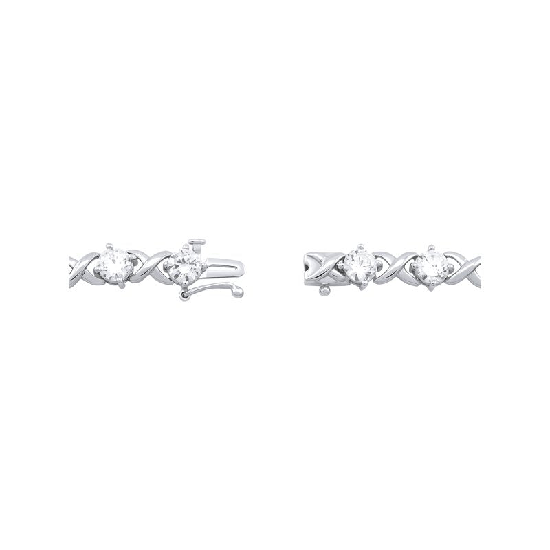 Sterling Silver Tennis Bracelet with Simulated Diamond for Women