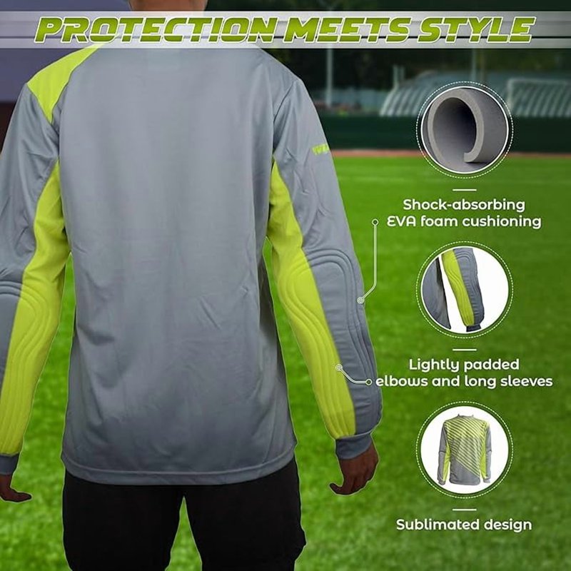 Vizari Arroyo Goalkeeper Jersey – Grey/Yellow, S, Padded Long Sleeve Adult