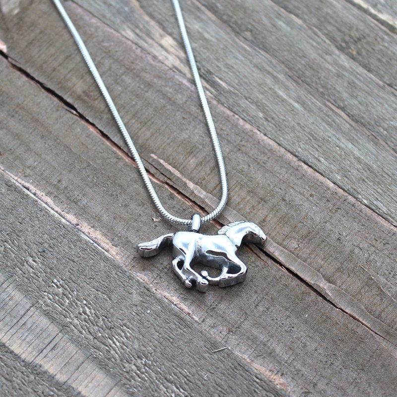 Horse Cremation Necklace Memorial Jewelry Urn with Free Funnel & Velvet Box