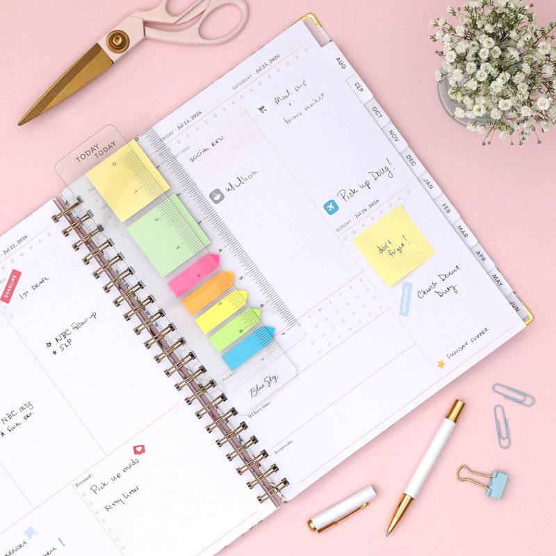 Academic Planner Calendar 15 Months, Dated Weekly & Monthly Organizer, April 2026 - June 2027, 8.5x11 Inches, Storage Pocket, Ruler, Sticky Notes & Stickers