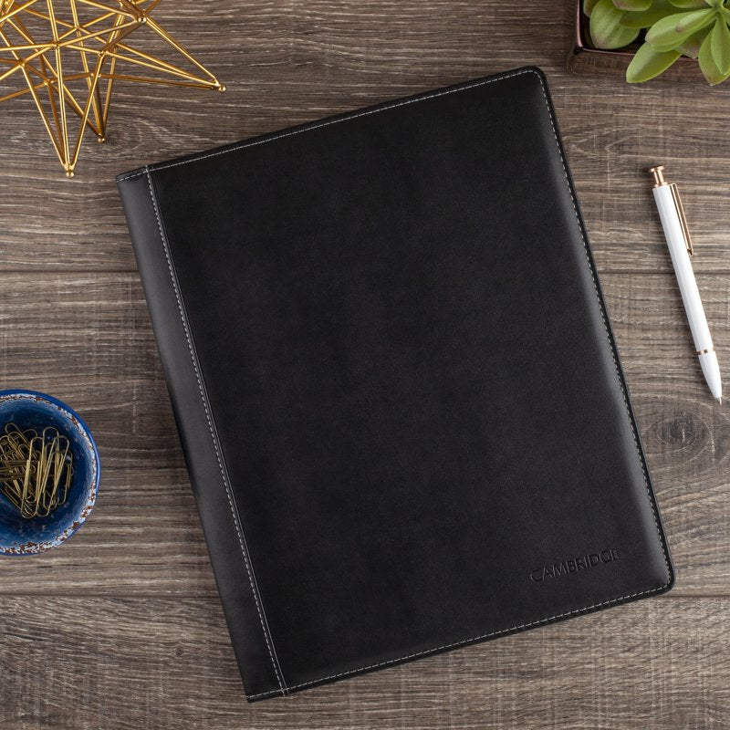 Refillable Faux Leather Notetaker Notebook with Sticky Notes, 8.5x11 Inches