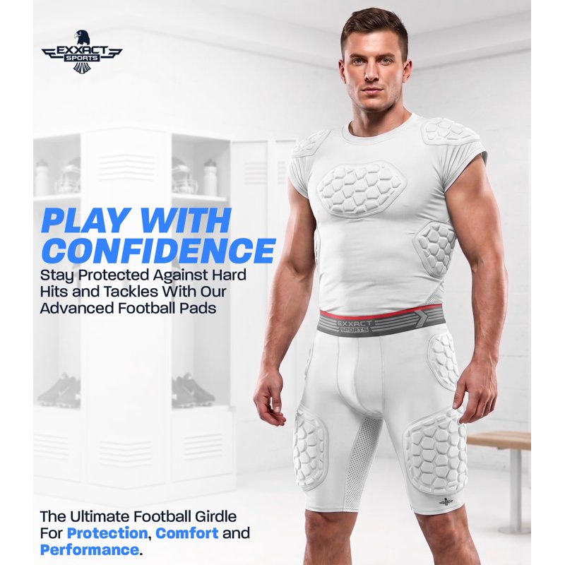Adult Football Girdle with Protective Padding and Cup Pocket - Compression Shorts