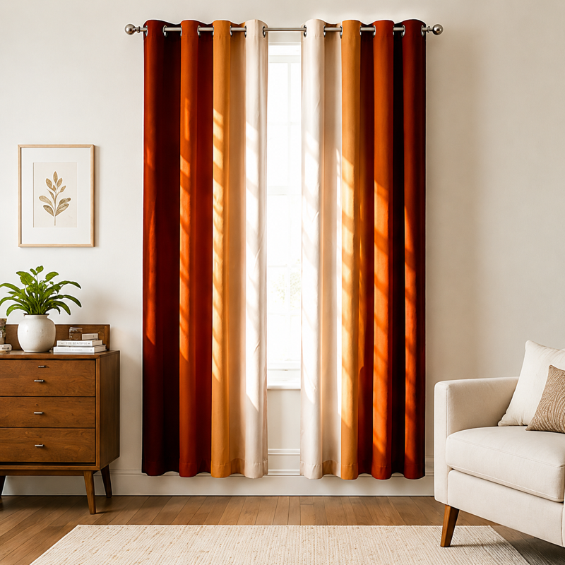 Burnt Orange Ombre Blackout Curtains - Room Darkening Grommet Drapes for Living Room & Bedroom, Pack of 2, Multiple Sizes