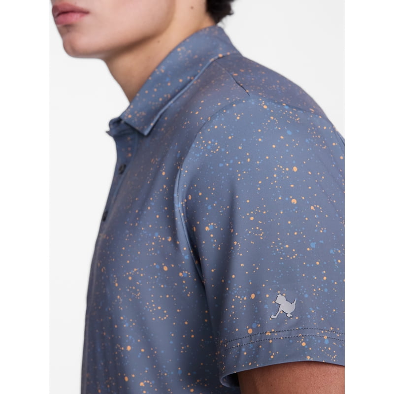 Men's Colorful Splatter Print Golf Polo Shirt with UPF 50+ Sun Protection