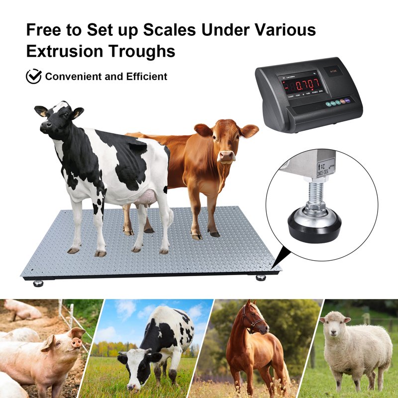 10,000lb Capacity Livestock Floor Scale Kit for Cattle Sheep Horse - Precision Farm Animal Weighing