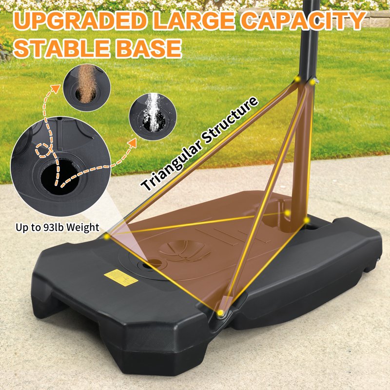 Portable Outdoor Basketball Hoop with Adjustable Height & Stable Base