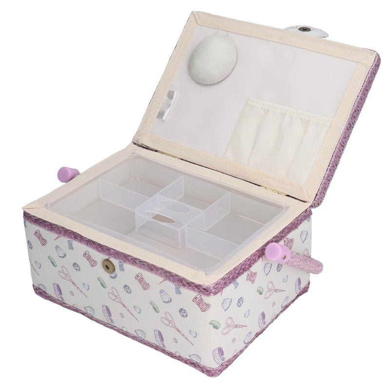 Sewing Basket with Pincushion and Storage Organizer - Portable Home & Outdoor Use