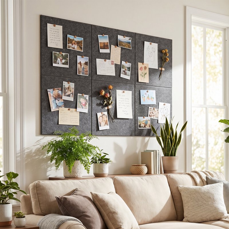 Felt Bulletin Board Tiles Pack for Wall Display - 11.8x11.8 Inches, Gray