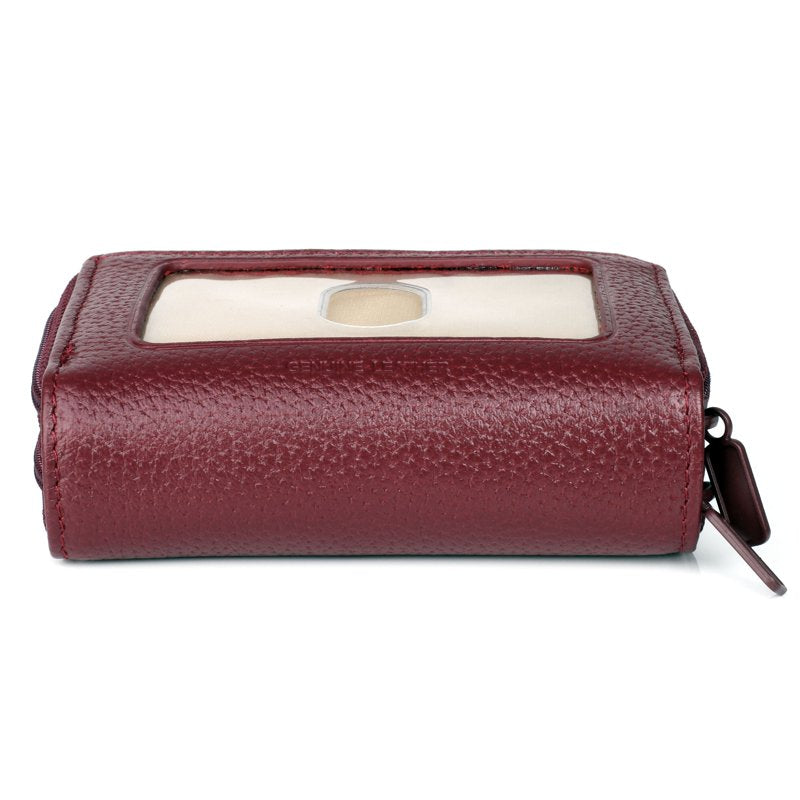 Leather Wallet with Multiple Card Slots and ID Window for Women