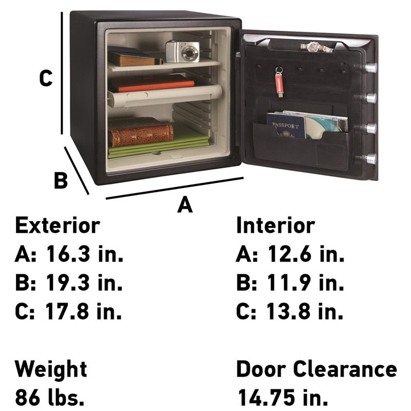 Fire & Water Resistant Security Safe 1.2 Cu Ft with Combination Lock