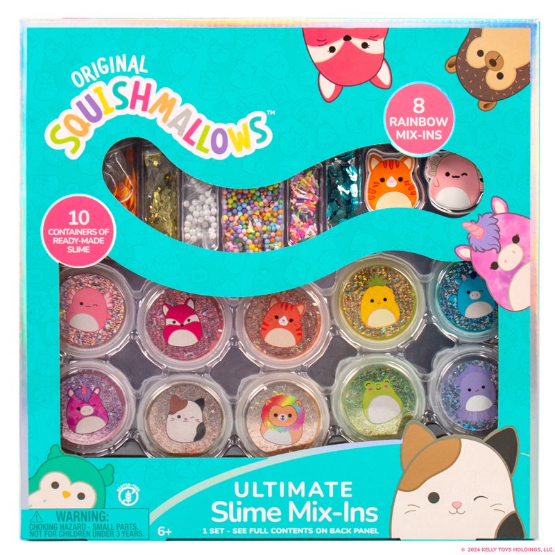 Pre-Made Slime Set with Rainbow Mix-Ins for Kids Ages 6+ - Squishmallows Themed