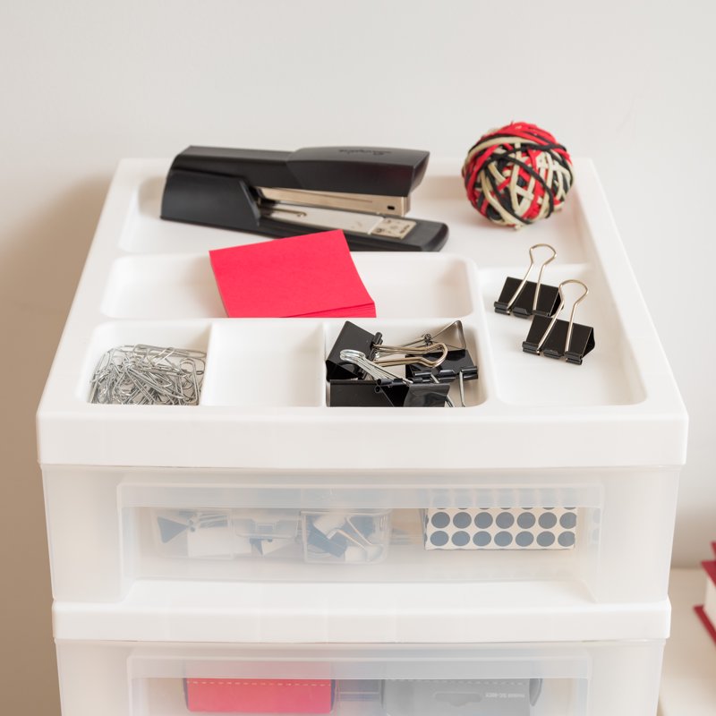 Plastic Storage Rolling Cart with 7 Drawers, White Office Organizer
