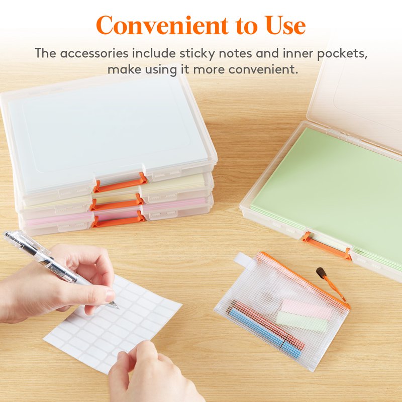 Plastic Storage Boxes for Documents & Crafts, 12.6 x 8.9 x 1.6 Inch, Pack of 10