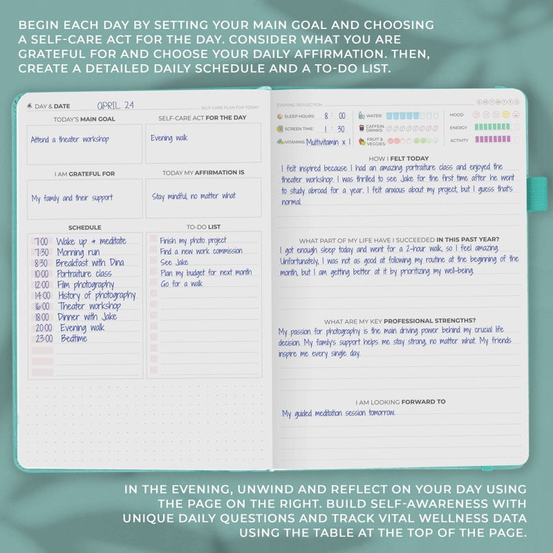 Self-Care Journal for Mindfulness and Wellness - 90-Day Reflection Notebook
