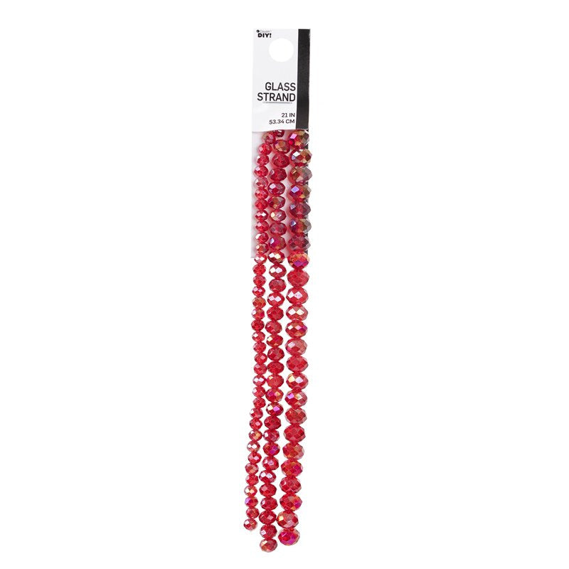 Red AB Glass Rondelle Beads 3 Strand Jewelry Making Supplies 4/6/8mm - 88 Pieces