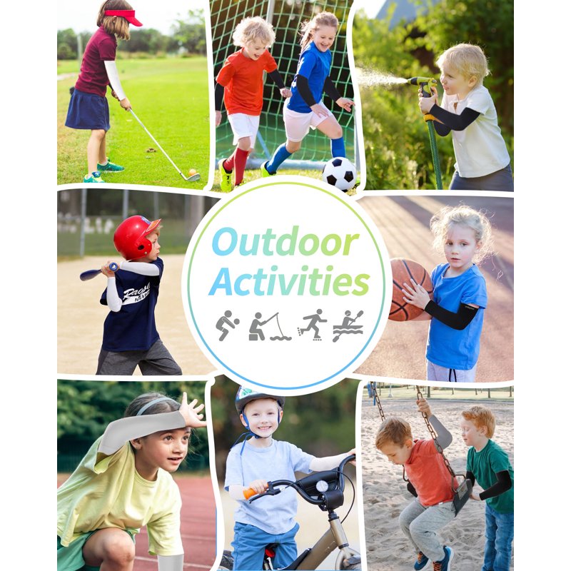 Kids Sun Protection Arm Sleeves - Cooling UV Blocker for Active Play