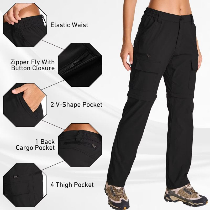 Women's Zip Off Convertible Cargo Pants for Hiking Camping Travel - Quick Dry & UV Protection