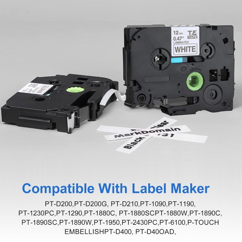 Label Tape Replacement 12mm Laminated Waterproof for Brother TZe-231